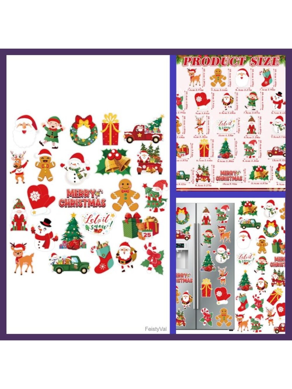 24 Pc Christmas Refrigerator Car Magnets PVC Waterproof Holiday Decor Set